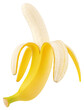 canvas print picture - Half peeled banana isolated on transparent background for quick isolation