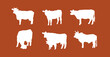 © anastasy_helter - Hand drawn abstract vector clipart illustration collection set with adorable cute,cow characters silhouettes.Trendy modern art design concept.Vector cartoon farm animals symbol. Cartoon cow animal.