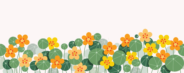 seamless minimal hand drawn botanical flowers and leaf vector in spring and summer collection
