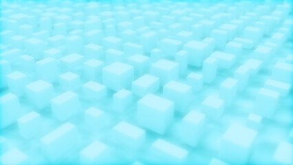 Wall Mural - beautiful soft glowing graphic blue cuboids - abstract 3d illustration