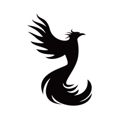 phoenix silhouette logo design. fire bird in mythology.