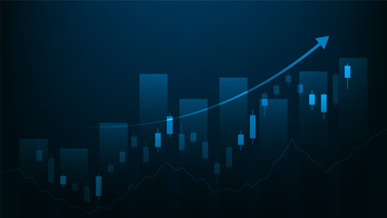financial business statistics with bar graph and candlestick chart show stock market price