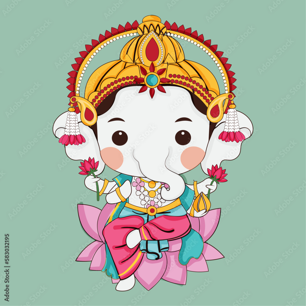 cute Hindu God cartoon character illustration Stock Vector Adobe Stock