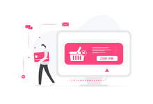 Recover Abandoned Carts In E-commerce Concept. Sending Personal Marketing Emails To Shoppers Who Leave During Checkout, Reminding Them To Purchase Items In Their Cart