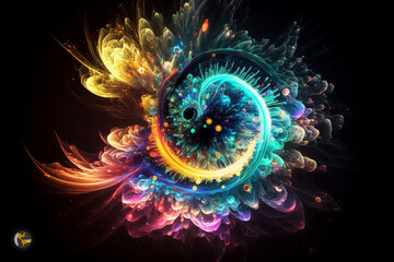 Wall Mural - metaphysical simulated dimension of consciousness exploding - quantum energy abstract universe