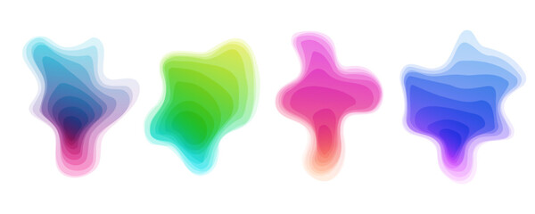 Poster - Gradient blend shapes set. Abstract shapes with fluid colors for your graphic design. Vector illustration.