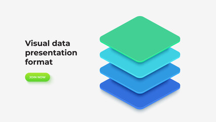 Fototapete - Four isometric elements for infographic. Concept of business project hierarchy visualization