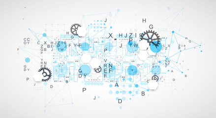 Aufkleber - Abstract technology concept. Circuit board, color background.