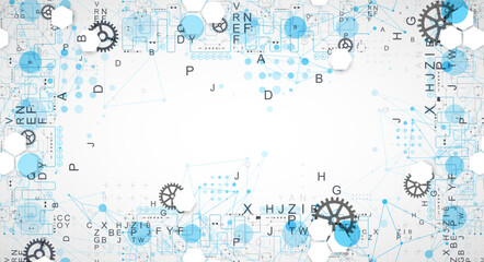 Aufkleber - Abstract technology concept. Circuit board, color background.
