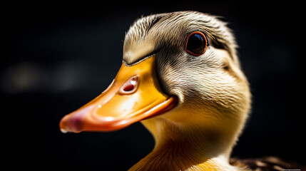 Canvas Print - A funny duck with a yellow beak Generative AI 