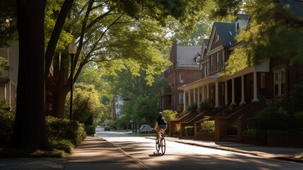 Poster - A person riding a bicycle backwards in a quiet Generative AI 