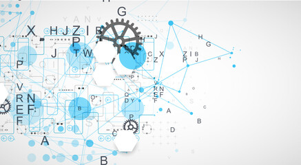 Aufkleber - Abstract technology concept. Circuit board, color background.