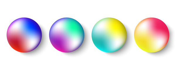 Poster - Set of vibrant color round shapes for your creative graphic design. Realistic 3d sphere or ball with bright gradients. Vector illustration.