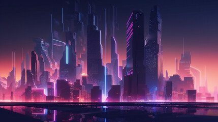 Poster - Cityscape with futuristic buildings Generative AI 