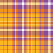 Seamless Pattern In Unusual Yellow, Orange And Purple Colors For Plaid, Fabric, Textile, Clothes, Tablecloth And Other Things. Vector Image.