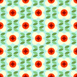 Retro floral pattern with leaves. Modern stylized flowers graphic background