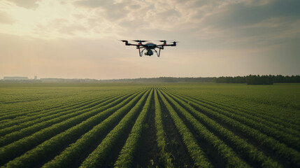 Canvas Print - The use of drones in agriculture Generative AI 