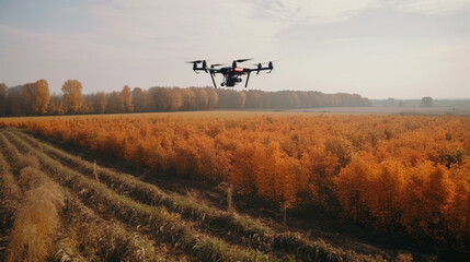 Wall Mural - The use of drones in agriculture Generative AI 