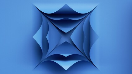 Wall Mural - 3d render, abstract blue background, cut paper sheets with curly corners, modern minimalist wallpaper