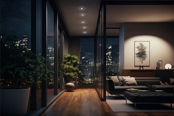 Sticker - Luxurious appartment interior. Beautiful home interior design. Generative Ai