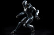 © Artofinnovation - Advanced futuristic smart technology software. Artificial intelligence humanoid, cyborg, robot ready to run on empty background.