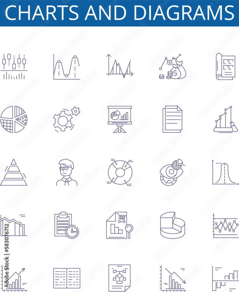 Charts and diagrams line icons signs set. Design collection of Graphs ...