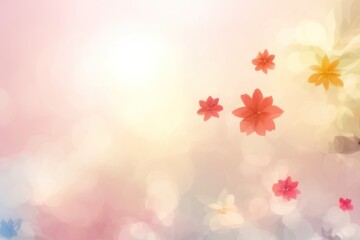 Wall Mural - red floral illustration with blurred background, yellow gradient backdrop