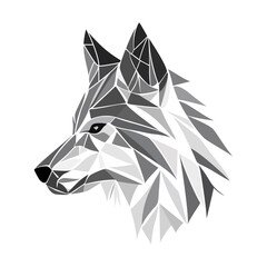 Poster - wolf logo design. abstract black polygon wolf head. calm wolf face. vector illustration