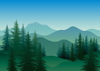 Wall Mural - Trees and Mountains