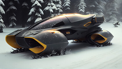 Snowmobile is futuristic unreal