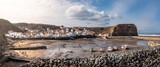 Fototapeta  - Aerial panorama view of the North Yorkshire coastal fishing village of Staithes