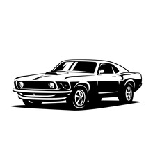 American Muscle Car Design Template. Classic Vintage Retro Car. Vector And Illustration.