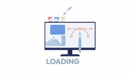 Fototapete - Animated website designing loader. Improving UI. Flash message 4K video footage. Color isolated loading wait-animation progress indicator with alpha channel transparency for web design, social media