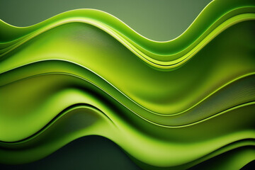 Poster - Abstract bright green background with d smooth wavy shapes, Generative AI	