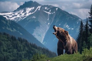 wild bear roaring created with ai
