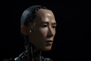 Poster - A head of a robot with the human face, Generative AI