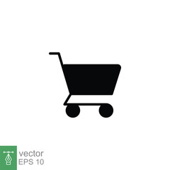 Poster - Shopping cart icon. Simple solid style for web template and app. Shop, retail, trolley, basket, bag, store. Black silhouette, glyph symbol. Vector illustration design on white background. EPS 10.