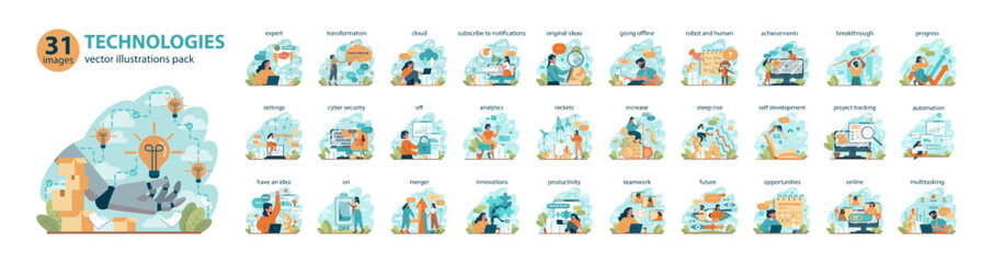 Poster - Modern business technologies big set. Innovation and progress