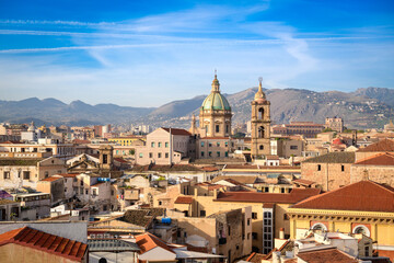 Wall Mural - Palermo, Sicily, Italy Town Skyline