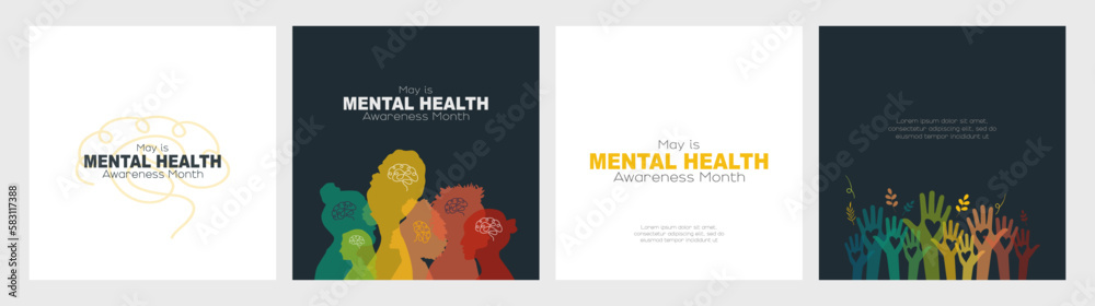 May is Mental Health Awareness Month card set. Stock Vector | Adobe Stock