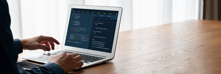 software development programming on computer screen for modish application and program coding