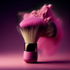 Poster - Beauty product in pink color on dark background ,generative AI