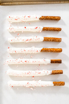 Wall Mural - Candy cane chocolate covered pretzel rods