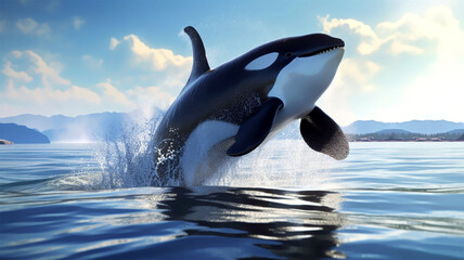 an orca jumps out of the water generative ai