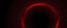 Bright Red Circular Lines Tech Abstract Futuristic Backgroud. Vector Design
