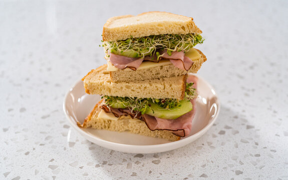 Wall Mural - Ham, Cucumber, and Sprout Sandwich