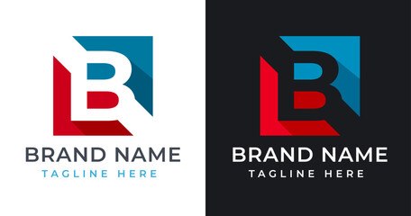 Initial B Letter Logo Design with Abstract Square Shape