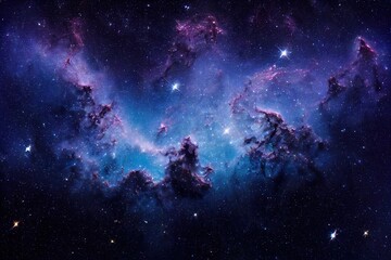 Wall Mural - outer space scene with glowing huge nebula galaxy background. deep mysterious universe filled young 