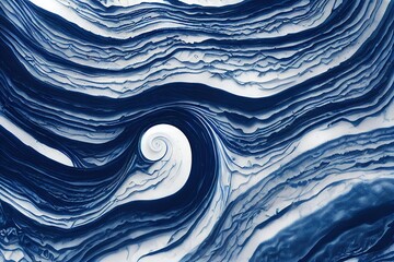 Poster - Blue and white liquid paint abstract pattern background digital illustration., created with generative ai