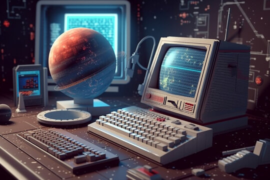Retro computer graphics and pixel art featuring iconic characters such as virus hero